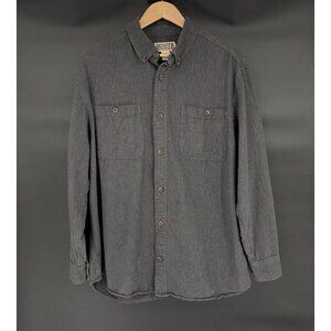 Duluth Trading Co Mens Cotton Button-Up Shirt Large Gray Workwear Outdoor Rural